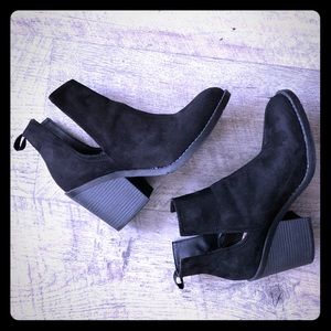 Black vegan suede ankle boots booties